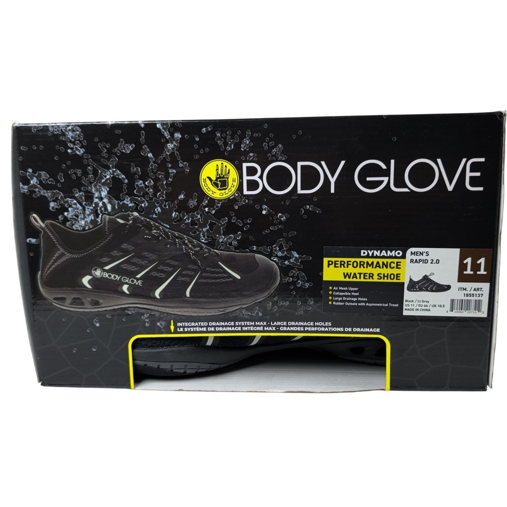 Body Glove Mens 11 Dynamo Rapid 2.0 Water Shoe Black Performance Gorpcore Hiking